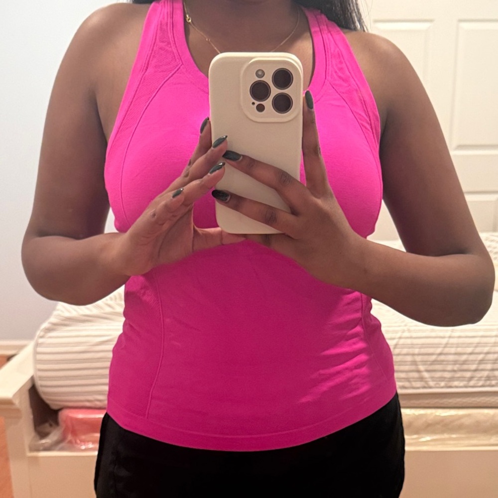 Hot Pink Athletic Racerback Tank Top (Size: M)